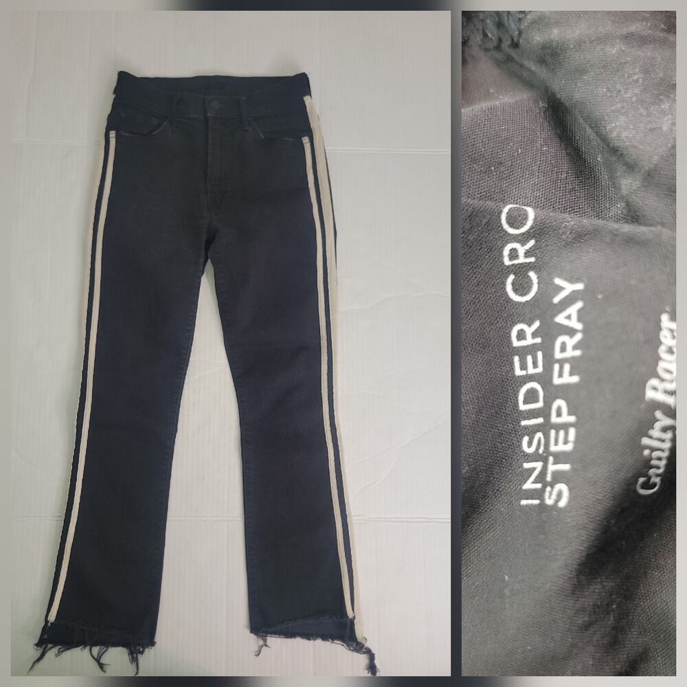 Mother Jeans Womens SZ 26 Insider Crop Step Fray Guilty Racer Tuxedo Stripe